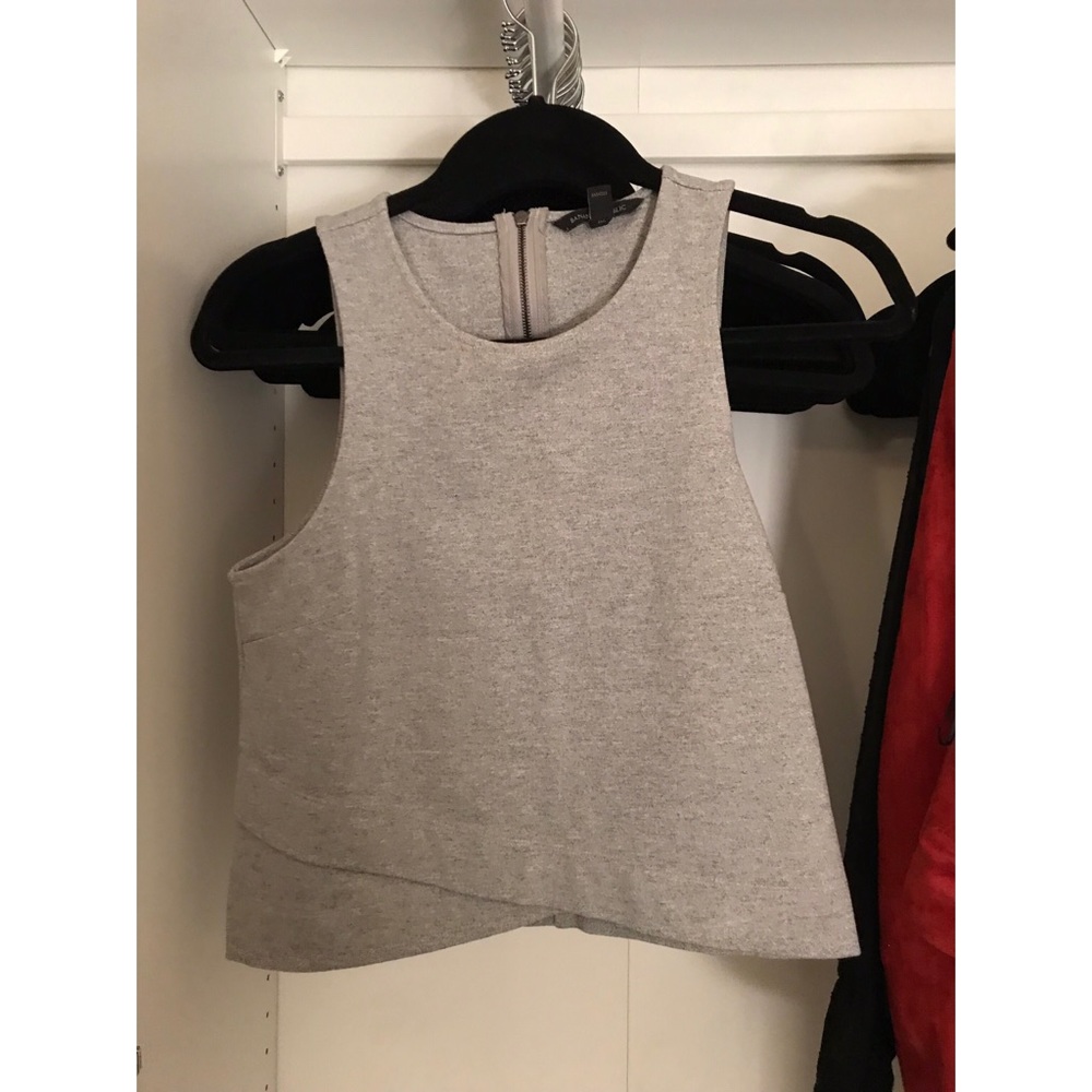 Grey, asymmetrical lined crop top